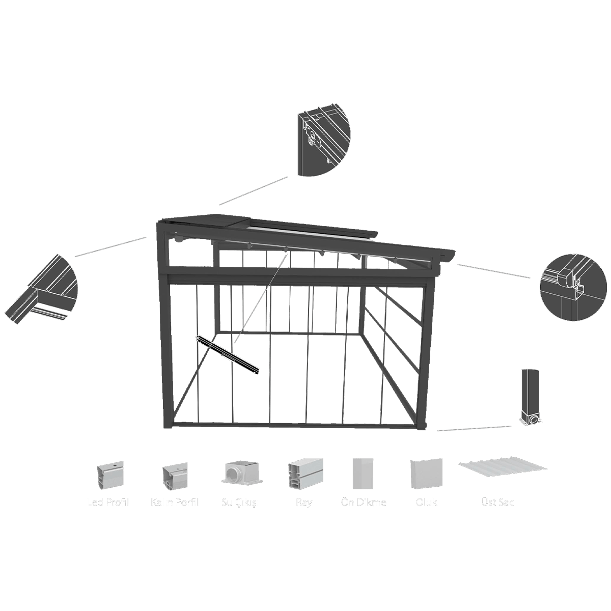 Freestanding retractable Free Stand pergola in outdoor patio area