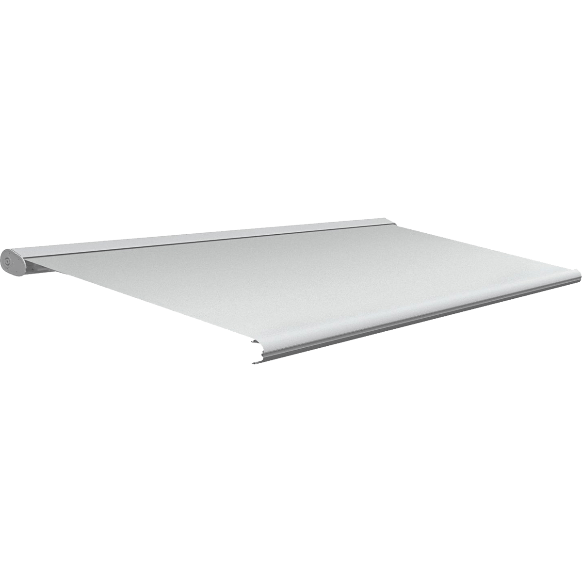 Nogris motorized awning with closed cassette design on wall installation