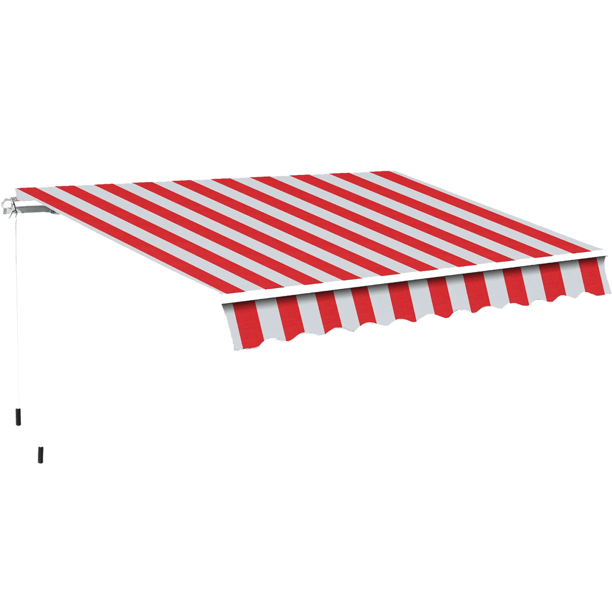 Decorative accordion awning above a window for classic shading